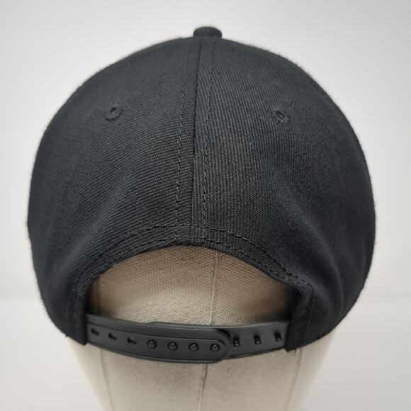 Flex Snapback Cap Black One Size Adjustable Embroidered Vented Holes 6 Panel - Picture 6 of 9